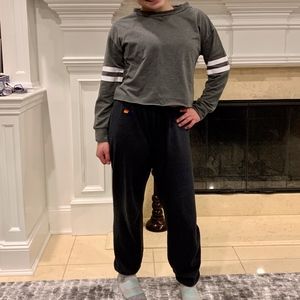 Grey Cropped Long Sleeve Top